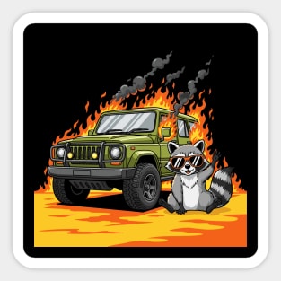 Racoon's Blazing Ride Sticker